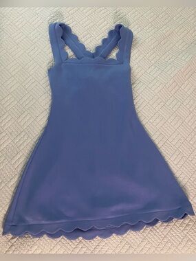 MABLE Light Blue Scalloped Mini Dress